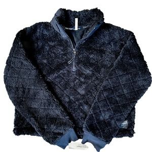 Calvin Klein Performance Black Cropped Sherpa‎ Sweater Women’s Large NEW NWT